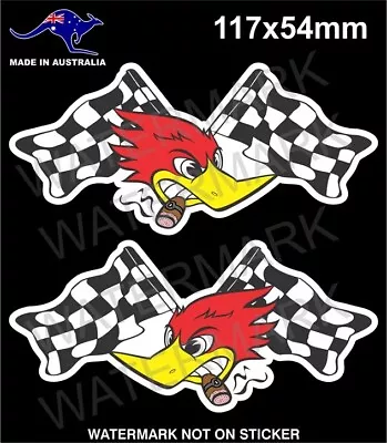 Woody Wood Pecker Racing Flags Stickers For Hot Rod Rat Rod Vintage Old School • $6.20