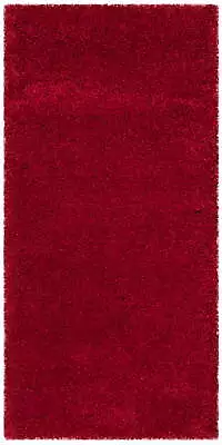  Milan Harlow Solid Plush Shag Area Rug Red 2' X 4' • $35.55