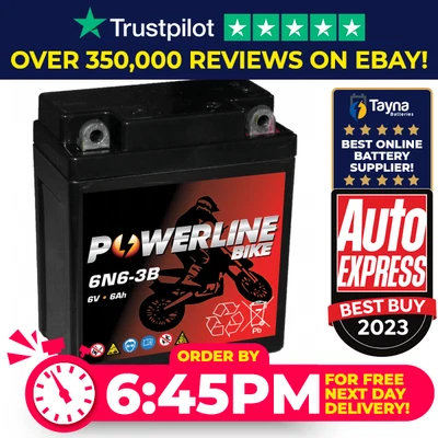 £23.26 • Buy 6 Volt 6 Amp 6N6-3B Motorcycle Battery New 6N6 3B