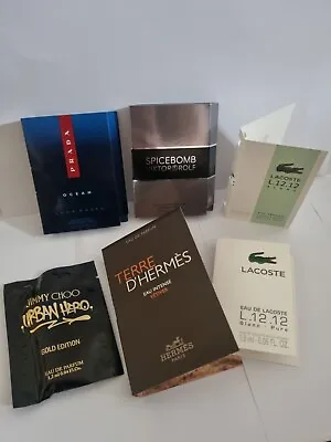 Mix Of 6 High End Mens Vials Aftershave Samples Prada Lacoste EDP EDT Jimmy Choo • £12.65