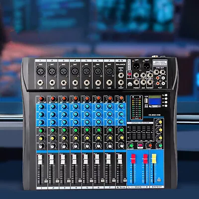 8 Channel Professional Bluetooth Live Studio Audio Mixer USB Mixing Console • $111.15