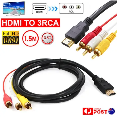 1-2x 1.5m HDMI Male To 3 RCA Video Audio Converter Component AV Adapter Cable AU • $6.11