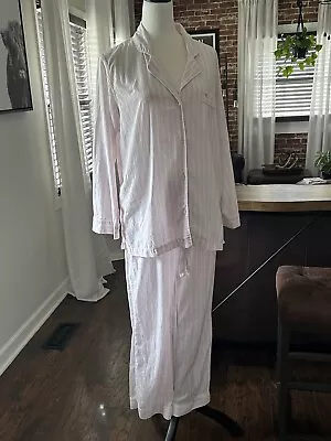 Victoria Secret Pajama Set Sz M/L Signature Pink White Striped Slight Flaw • $14.99