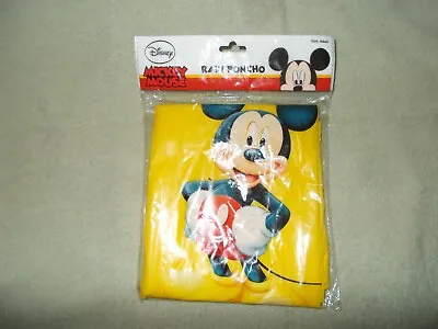 Disney Rain Poncho Adult Size Yellow W/ Mickey Mouse Vinyl New In Package NIP • $15
