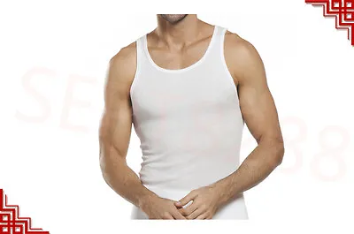 3-12 Packs Mens 100% Cotton Tank Top A-Shirt Undershirt Ribbed Black White Gray • $37.88