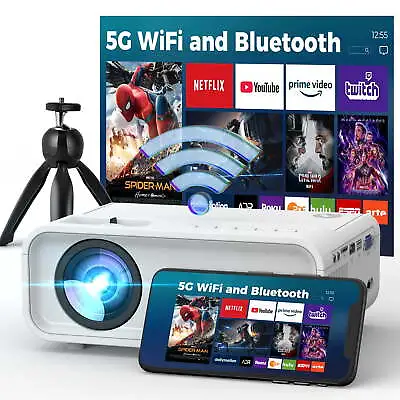 15000 Lumens Mini Projector 5G WiFi Bluetooth 1080P LCD Movie Projector W/Tripod • $41.69