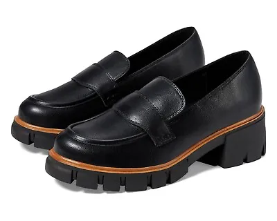 Women's Shoes MIA ROBBIN Platform Loafers MH2523 BLACK TUMBLED NAPPA • $65