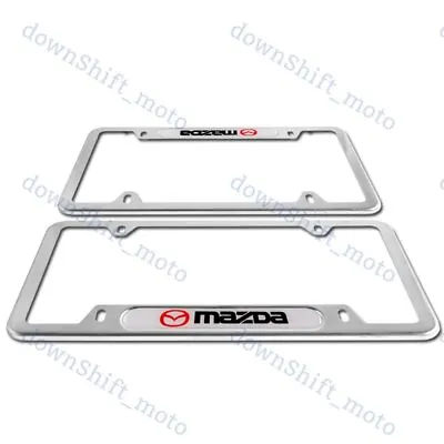 For 2PCS MAZDA 3 6 Silver License Plate Frame Stainless Steel Metal New • $18.88