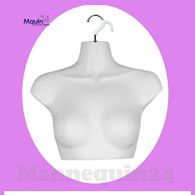 $27.85 • Buy FEMALE CHEST TORSO DRESS FORM With REMOVAL HANGER - WHITE MANNEQUIN 