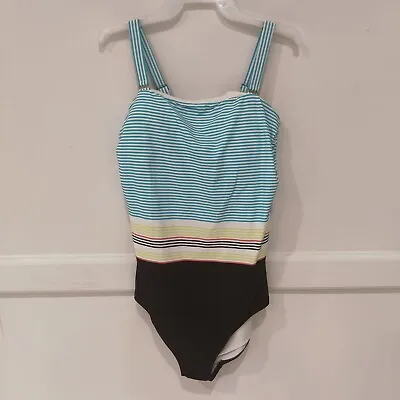 Lands' End Women's Bandeau One Piece With Tummy Control $60 Size 16 Tall 8B094 • $33.99