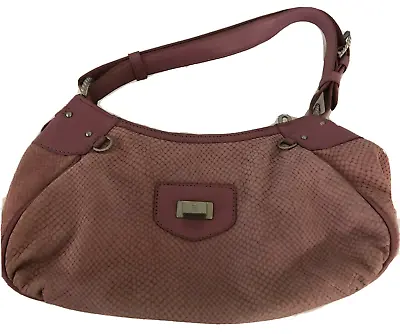 Vintage Purse Judith Ripka Leather Suede Purple Pink Snakeskin Shoulder Strap • $34.20