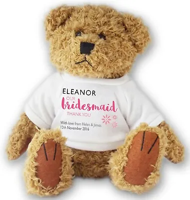 £12.95 • Buy Personalised BRIDESMAID Wedding Teddy Bear Thank You Gift - Allted2
