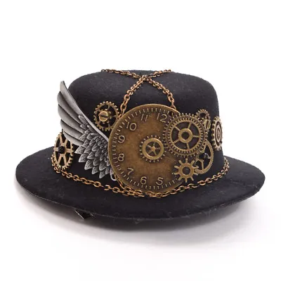 Steampunk Girl Gear Wing Chain Deco Hair Clip Women Mini Hat Headwear Party • $11.99