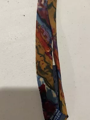 J Garcia Tie Watercolor Pattern Yellow Orange Blue Purple • $8