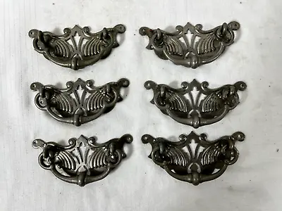 6 Antique Late Victorian Early Art Deco Bail Handle Dresser Drawer Pulls • $75