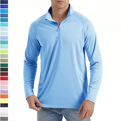 Men's UPF 50+ T-Shirt 1/4 Zip Up Sun Block UV Protection Outdoor Fishing Shirts • $20.99