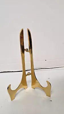 Solid Brass Easel Display Art Stand Picture Plate Book Holder 7.5” • $9.95