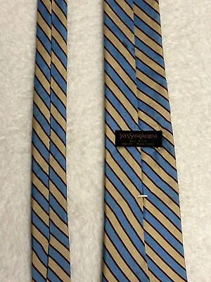 Vintage YSL Paris New York All Silk Yves Saint Laurent Striped Neckwear Tie • $13.95