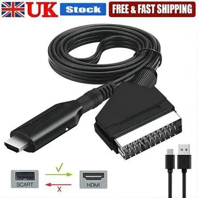 Portable Scart To HDMI Converter With Cable Video Audio Adapter For HD TV NEW • £7.59