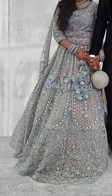 Indian Pakistani Bridal Lengha Size 6-8 Dress Gown Heavy Nikkah Bride Valima • £400