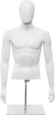Male Mannequin Torso Adjustable Height Detachable Arms Dress Form Display W/ Met • $129.99