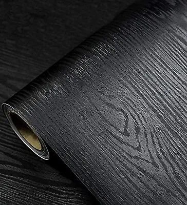 Black Wood Grain Contact Paper Peel Stick Self Adhesive Wallpaper Vinyl Wrap New • $10.20