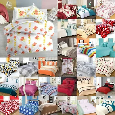 Duvet Cover With Pillow Case Quilt Cover Bedding Set Single Double King All Size • £10.95