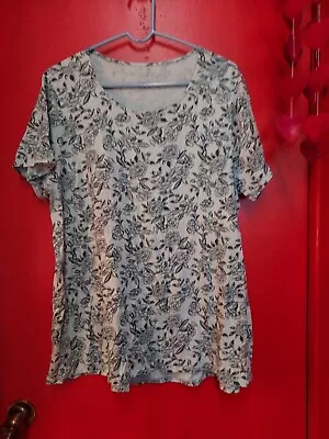 J Jill Pima Cotton Tee Shirt  Top Floral Print XL • $10