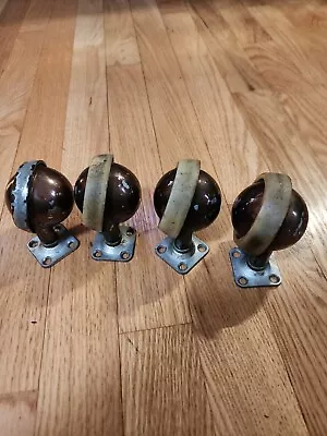 Lot Of 4 Vintage 2.5  SHEPHERD Metal Spherical Ball Swivel Caster Wheels Brown • $32.95