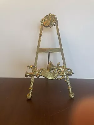 10” Brass Ornate Easel Photo Picture Stand - Musical Design W/Horns & Guitar • $25