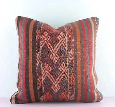$17 • Buy Decorative Handmade Turkish Kilim Pillow Cover 16x16 Kilim Sofa Pillow