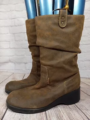 VTG Mudd 90's Y2K Women's Brown Suede Slouch Pull On Boots Sz 8 • $26.99