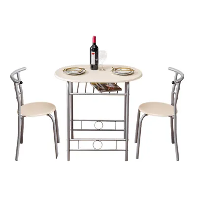 3 Piece Small Round Dining Table Bistro Pub Home Kitchen Table Set With 2 Chairs • $69.49