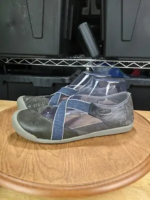 KEEN Lower East Side Mary Jane Criss Cross Flats Shoes Size 8 Gray Blue 1016645 • $19.99