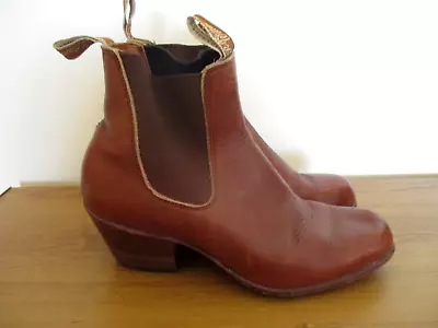 Vintage R. M. Williams Leather Boots  - Dark Tan - Size  6  1/2  Cuban Heel • $49