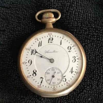 Vintage Hamilton 1910 Gold Filled Pocket Watch 17 Jewels. • $49