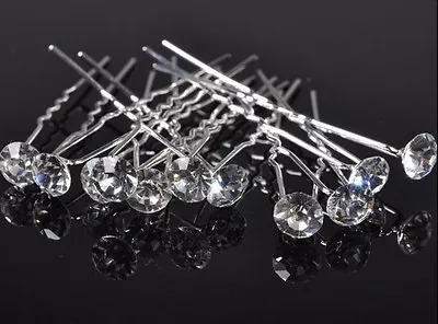 10pcs Crystal Diamante 8mm Bridal Hair Pins Accessories Clips Hairpins Wedding   • $5.99