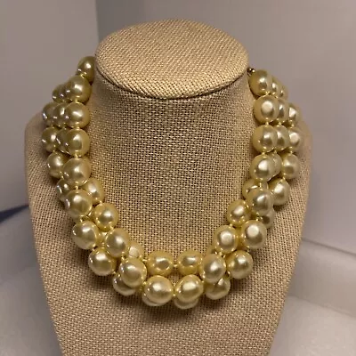 Vintage Monet 12mm Gold Baroque 3 Strand Faux Pearl Necklace Adj To 15.5” • $32.75