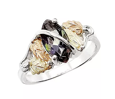 Black Hills Gold Sterling Silver Ladies Ring W Mystic Topaz Size 7 FAST SHIPPING • $128