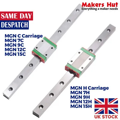 Linear Guide MGN C / H Block 7mm/9mm/12mm/15mm Miniature Rail Sliding • £19.99