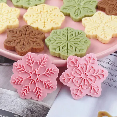 £4.66 • Buy 10pcs Snowflake Cookie Cutters Christmas Snowflake Fondant Stamp Biscuit Pastry