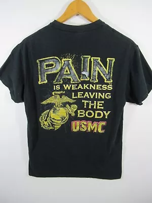 USMC Marines Pain Is Weakness Leaving The Body Black T-Shirt Mens M • $15.99