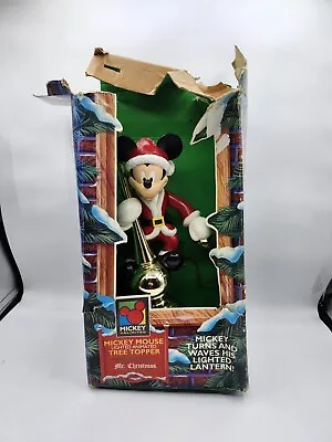 Mr Christmas Mickey Tree Topper Turns Spins Lantern Disney Vtg Santa Electronic • $60