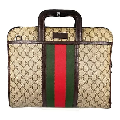 GUCCI Business Bag Briefcase Sherry Line PVC Brown Authentic • $339