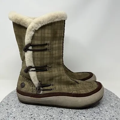 Merrell Boots Womens 11 Spirit Tibet Sage Plaid Insulated Shearling Winter Shoes • $69