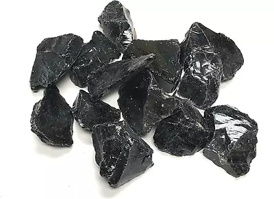 Crystal Collection Black Obsidian Rough Lot Of Stones Large 1  Pieces In Velvet  • $14.46