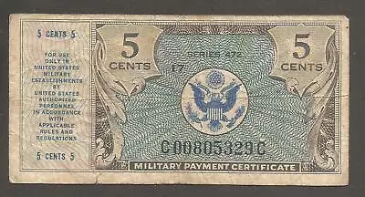 USA Military Payment Certificate 5 Cents 1948 (series 472); VG+; P-M15; L-B1015a • $5