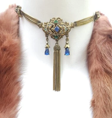$139.99 • Buy Vintage SIGNED CORO PEGASUS RARE Festoon Choker Drop Tassel Necklace Christmas 