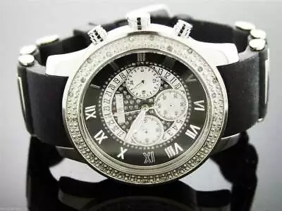 JoJino Men's 47mm 0.25ct Diamond Watch MJ1184 Black Band • $279.99