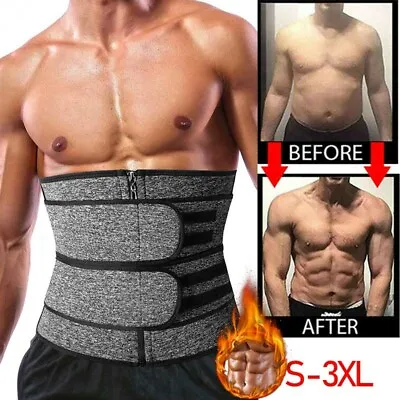 Sweat Belt Men Women Tummy Waist Trainer Corset Body Shaper Slimming Band Wrap • £9.79